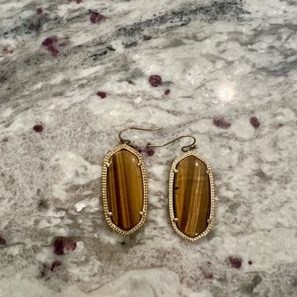 Classic Kendra Scott Earrings Brown Tigers Eye